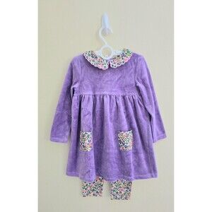NWOT Baby Boden Velour Dress And Legging Set, size 0/3-18/24